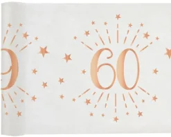Hvid & Rosegold Fødselsdagsbordløber - 60 År