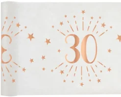 Hvid & Rosegold Fødselsdagsbordløber - 30 År
