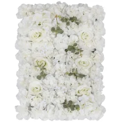 Hvid Rose Plade t/Kunstig Blomstervæg, 40 x 60 cm