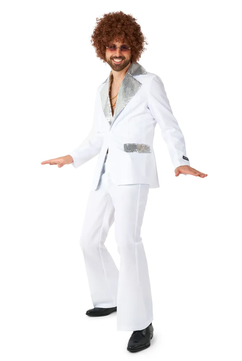 Hvidt Disco Fever Jakkesæt, Suitmeister™