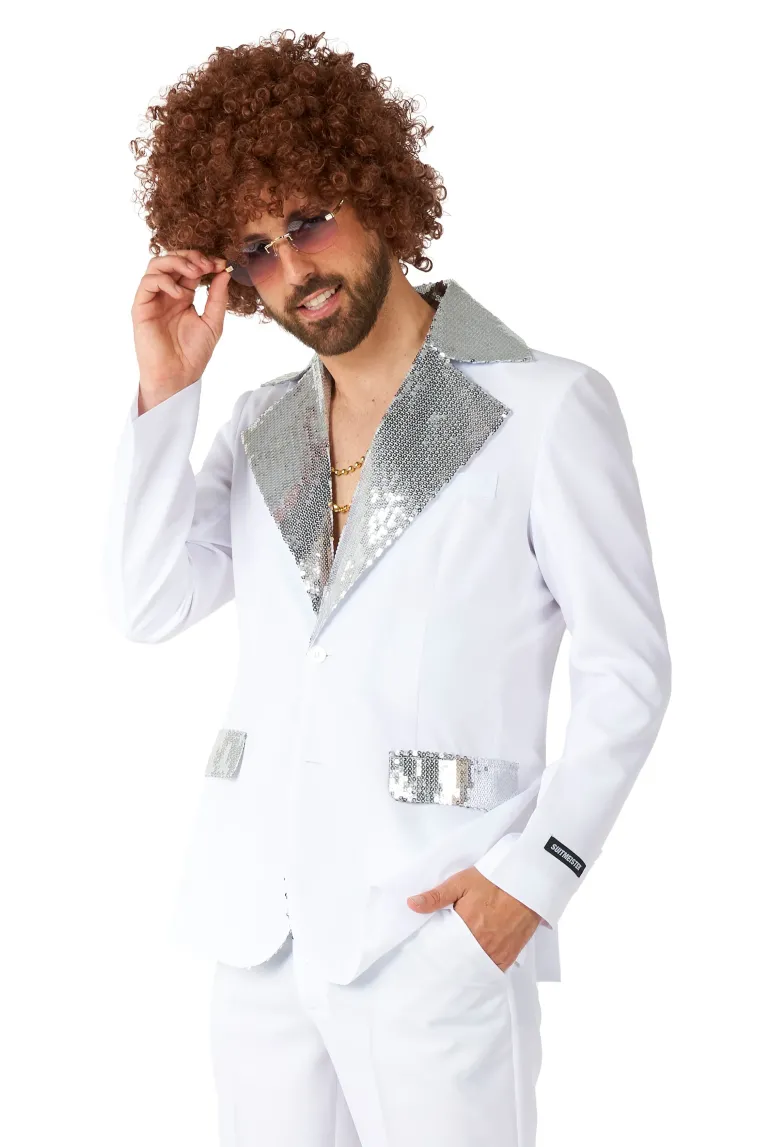 Hvidt Disco Fever Jakkesæt, Suitmeister™