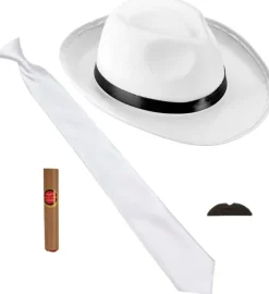 Hvidt Gangster Accessory Kit, Voksen