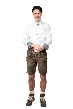 Hvid Tyrolerskjorte med Ståkrave & Denim