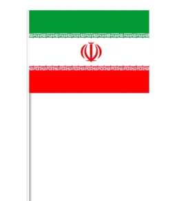 Iransk Papirflag på Pind, 27 x 20 cm