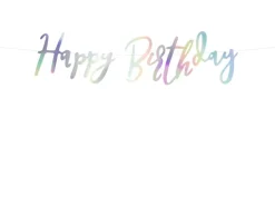 Iriserende Skråskrift "Happy Birthday" Banner, 62cm