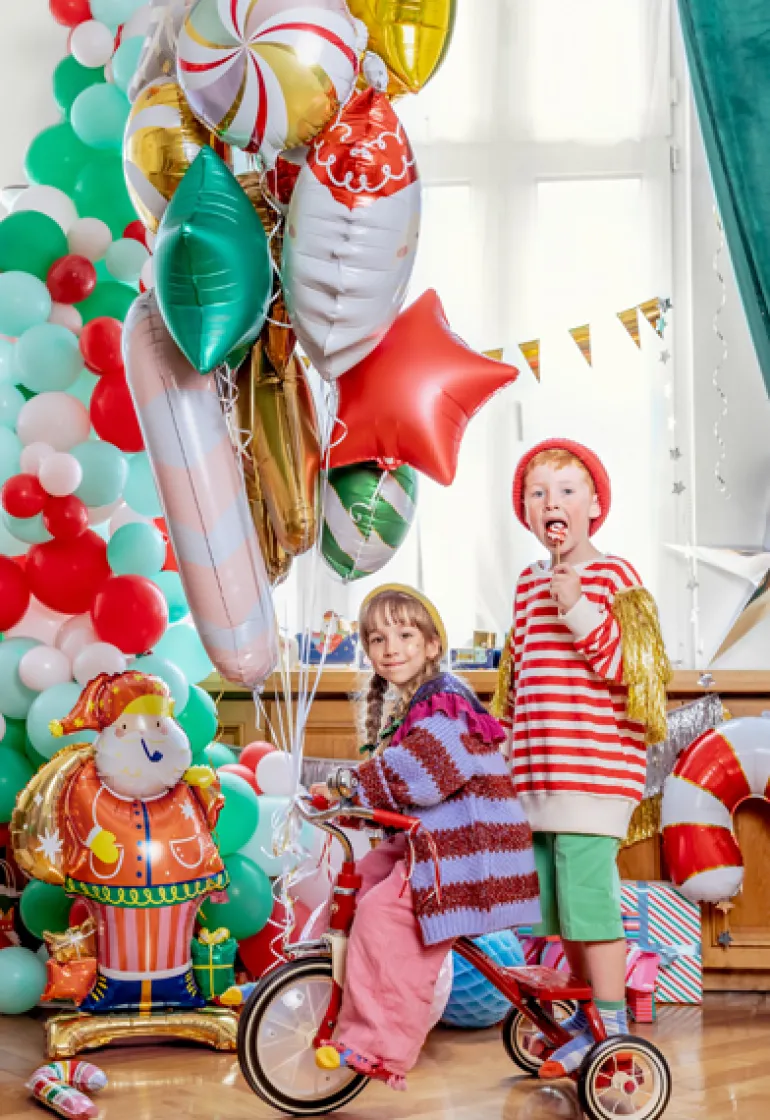 Julestok Folie Ballon, 5 stk.