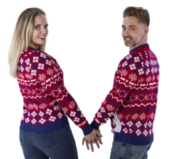 Julesweater m/Isbjørn Print i Hvid, Rød & Blå