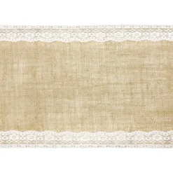 Jute Bordløber med Blondekant, 275 x 28 cm