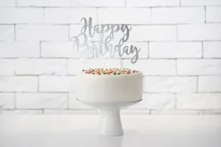Kagepynt - Happy Birthday - sølv