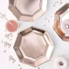Kantet Rosegold Middagstallerkner, 8 stk.