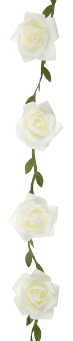 Kunstige Hvide Roser på Blomsterranke, 120cm