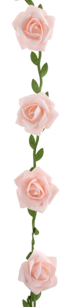 Kunstige Lyserøde Roser på Blomsterranke, 120cm