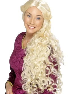 Lang blond krøllet paryk