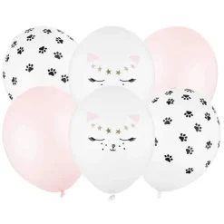Latex Ballon Buket m/Katte Motiv, 6. stk.