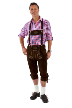 Lederhosen i Ægte Gedeskind - Brune, Lang Model