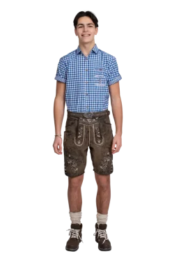 Lederhosen i Ægte Læder m/Bælte - Vintage Brun