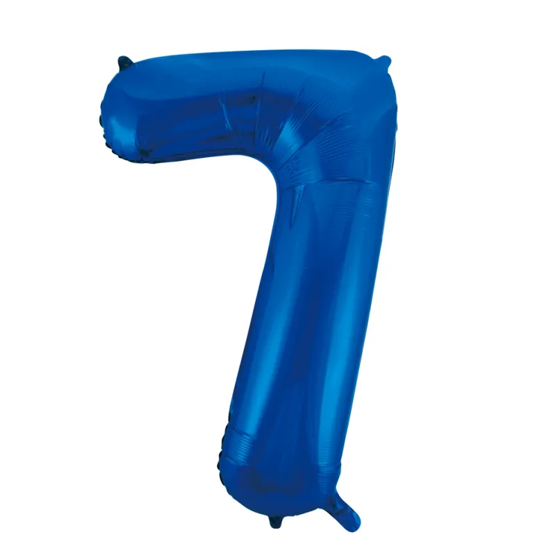Lille Blå Folie Tal Ballon (ca. 40cm.) - 7 Tal