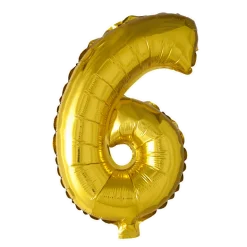 Lille Guld Folie Tal Ballon (ca. 40cm.) - 6 Tal