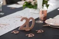 Lille Rosegold Glitter "20" Tal - Borddekoration