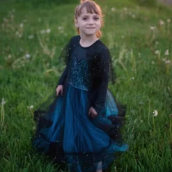 Luksus Aquablå Heksekjole m/Glitter & Pailetter