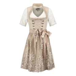 Luksus Dirndl i Cremefarvet - Jacquardvævet