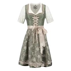 Luksus Dirndl i Grøn & Creme -Jaquardvævet