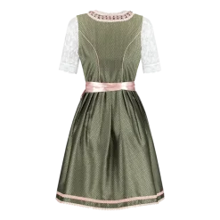 Luksus Dirndl i Grøn & Lyserød - Jacquardvævet