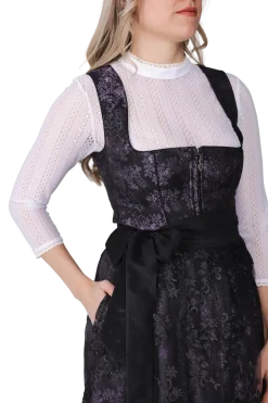 Luksus Dirndl i Lilla & Sort - Jaquardvævet