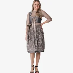 Luksus Dirndl i Lysebrun - Jacquardvævet