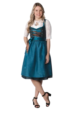 Luksus Dirndl i Turkis - Jaquardvævet