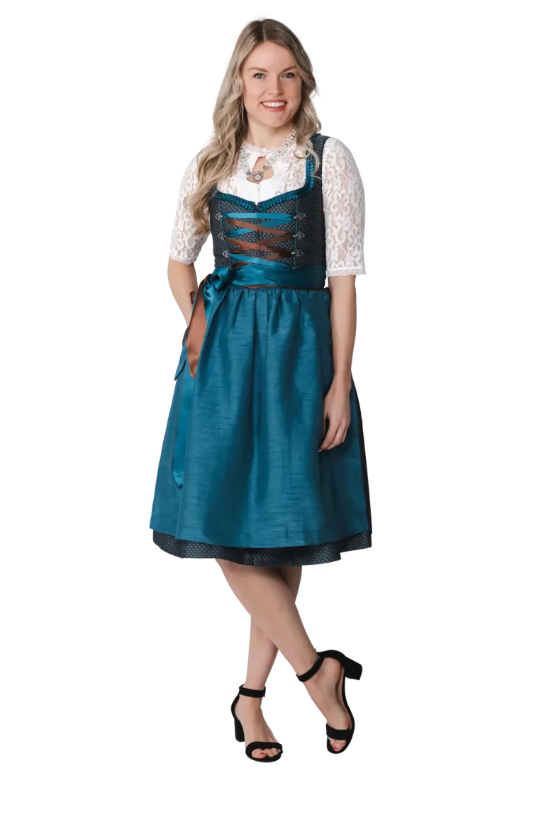Luksus Dirndl i Turkis - Jaquardvævet