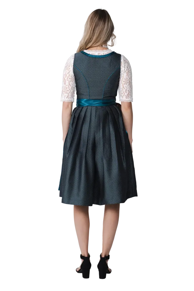 Luksus Dirndl i Turkis - Jaquardvævet