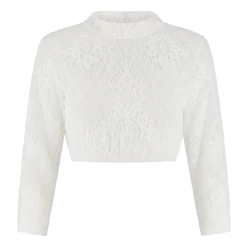 Luksus Dirndl Top i Hvid m/ Blonder