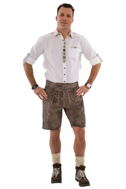 Luksus Lederhosen i Ægte Gedeskind - Antik Sandgrå