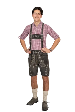 Luxus Lederhosen i Ægte Læder - Kort Model i Antracit Grå
