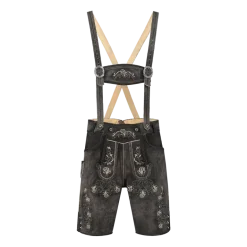 Luxus Lederhosen i Ægte Læder - Kort Model i Antracit Grå