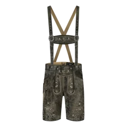 Luxus Lederhosen i Ægte Skind - Kort Model i Vintage Grå
