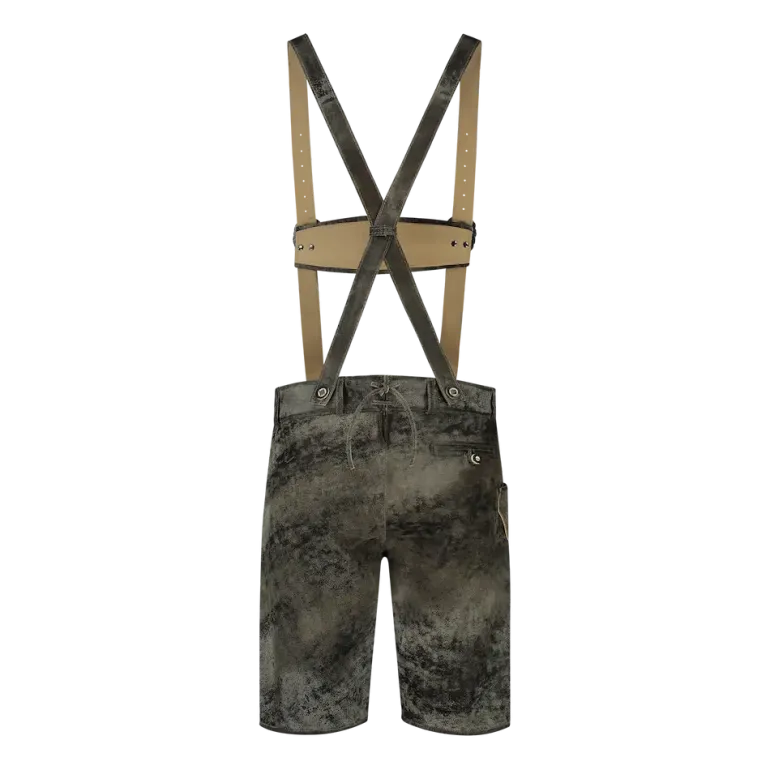 Luxus Lederhosen i Ægte Skind - Kort Model i Vintage Grå