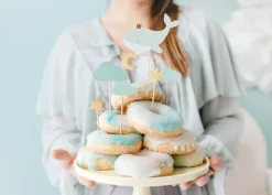 Lyseblå Hval Cupcake Toppers, 7 stk.
