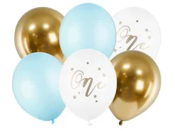 Lyseblå "One" Latex Ballon Pakke m/6 stk.
