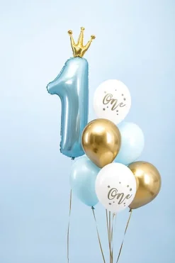 Lyseblå "One" Latex Ballon Pakke m/6 stk.