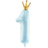Lyseblåt 1 Folietal m/Guld Krone, 90 cm