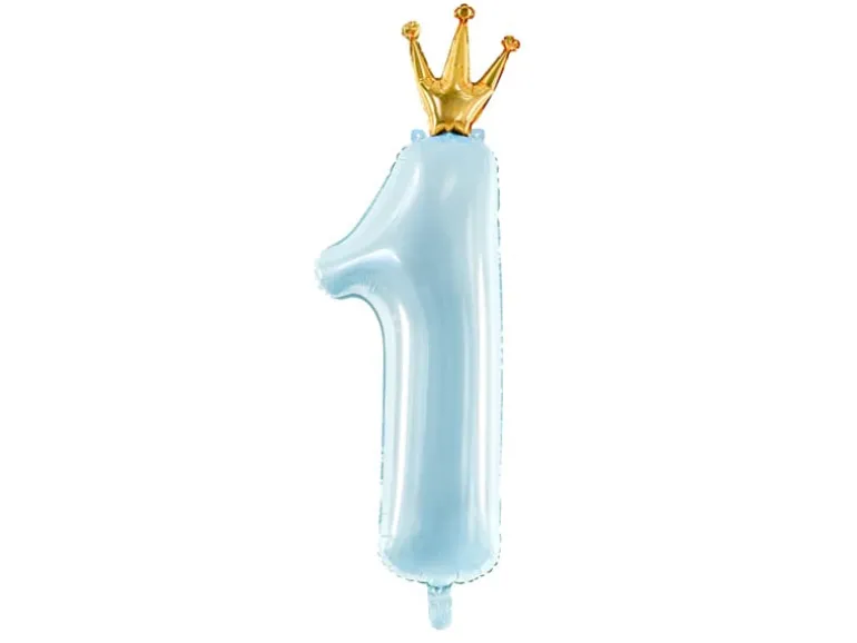 Lyseblåt 1 Folietal m/Guld Krone, 90 cm