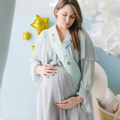 Lyseblåt "Mom to Be" Sash til Baby Shower