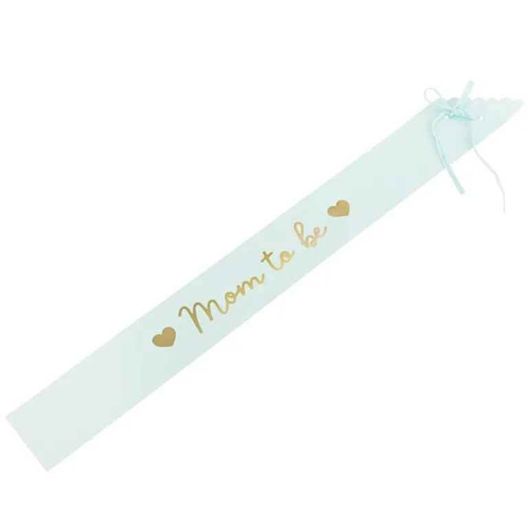 Lyseblåt "Mom to Be" Sash til Baby Shower