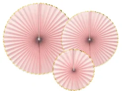 Lyserøde Rosetter m/Guld Kant, 3 stk.