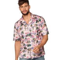 Lyserød Flamingo Hawaiiskjorte
