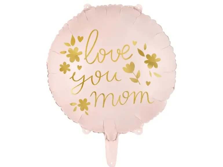 Lyserød "Love you Mom" Folieballon, 35 cm