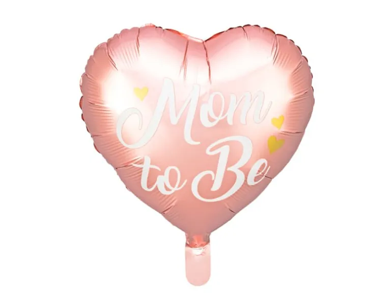 Lyserød "Mom to Be" Hjerte Folieballon, 35 cm