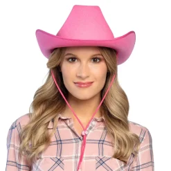 Lyserød Rodeo Cowboy hat til Voksne